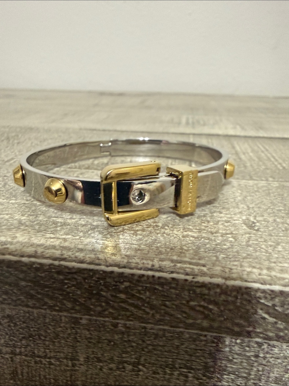 Michael Kors Two-Tone Silver and Gold Buckle Bracelet